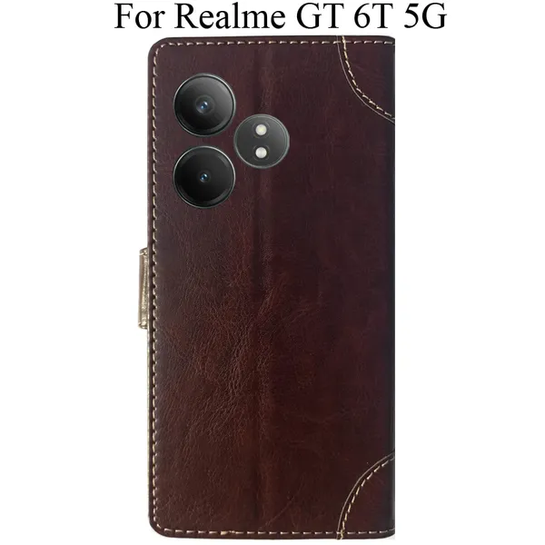 Beige_Premium_Flip_Cover_For_Realme_Gt_6T_5G