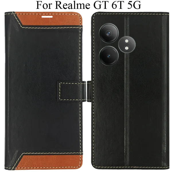 Brown_Premium_Flip_Cover_For_Realme_Gt_6T_5G