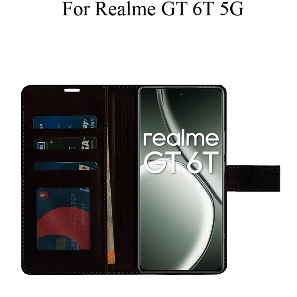 Brown_Premium_Flip_Cover_For_Realme_Gt_6T_5G