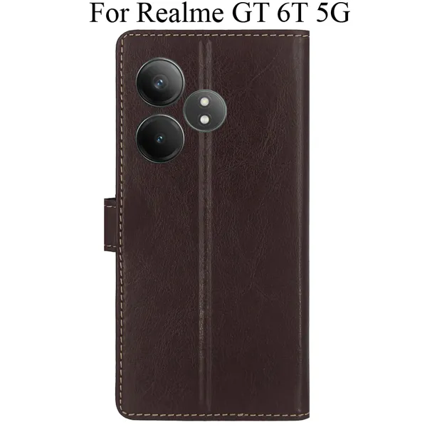 Brown_Premium_Flip_Cover_For_Realme_Gt_6T_5G