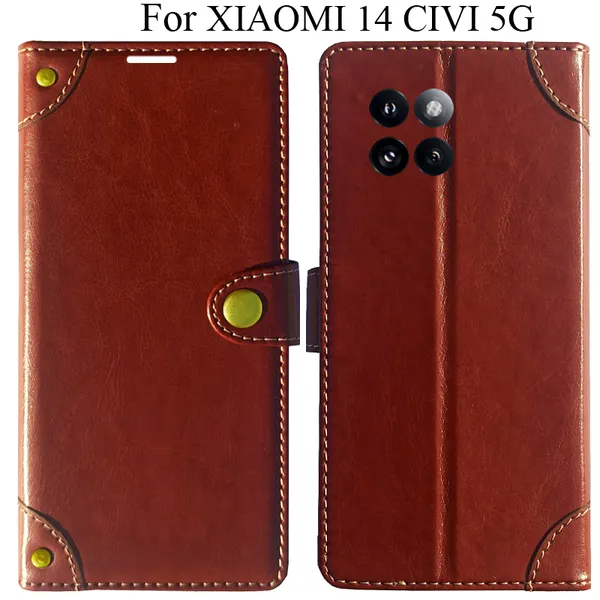 Brown_Premium_Flip_Cover_For_Xiaomi_14_Civi_5G