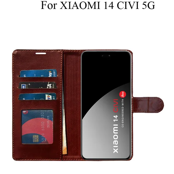 Brown_Premium_Flip_Cover_For_Xiaomi_14_Civi_5G