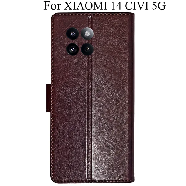 Beige_Premium_Flip_Cover_For_Xiaomi_14_Civi_5G