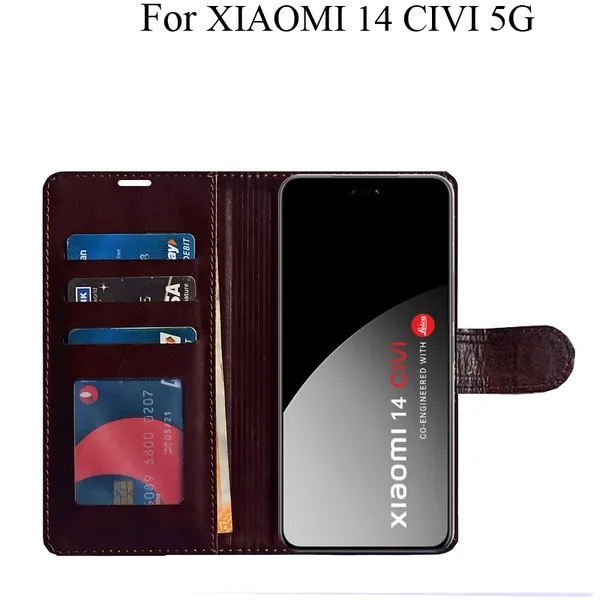 Beige_Premium_Flip_Cover_For_Xiaomi_14_Civi_5G