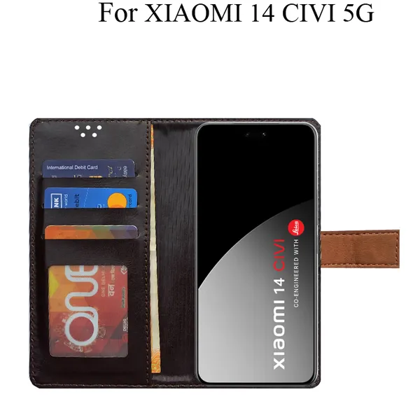 Brown_Premium_Flip_Cover_For_Xiaomi_14_Civi_5G