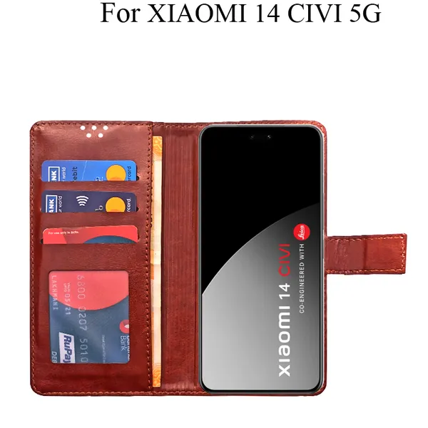 Brown_Premium_Flip_Cover_For_Xiaomi_14_Civi_5G