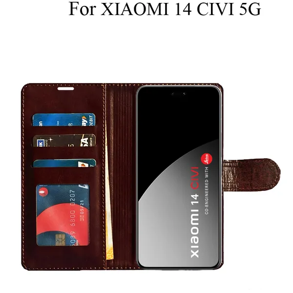 Brown_Premium_Flip_Cover_For_Xiaomi_14_Civi_5G