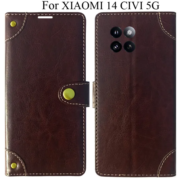 Beige_Premium_Flip_Cover_For_Xiaomi_14_Civi_5G