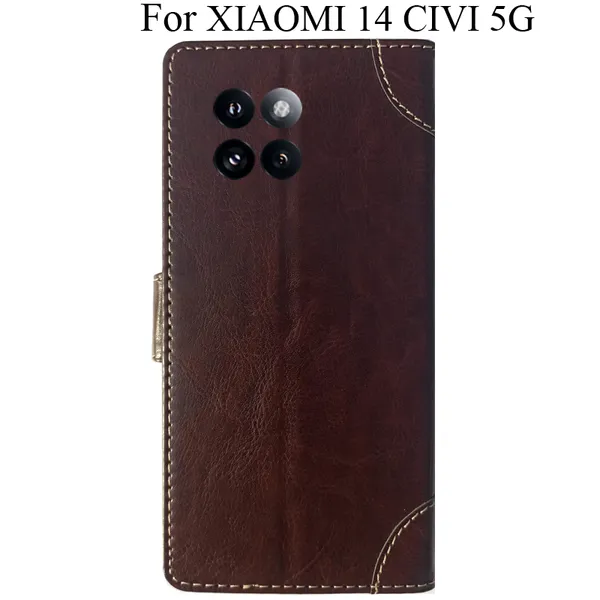 Beige_Premium_Flip_Cover_For_Xiaomi_14_Civi_5G
