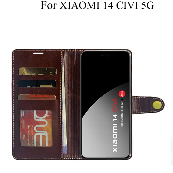 Beige_Premium_Flip_Cover_For_Xiaomi_14_Civi_5G