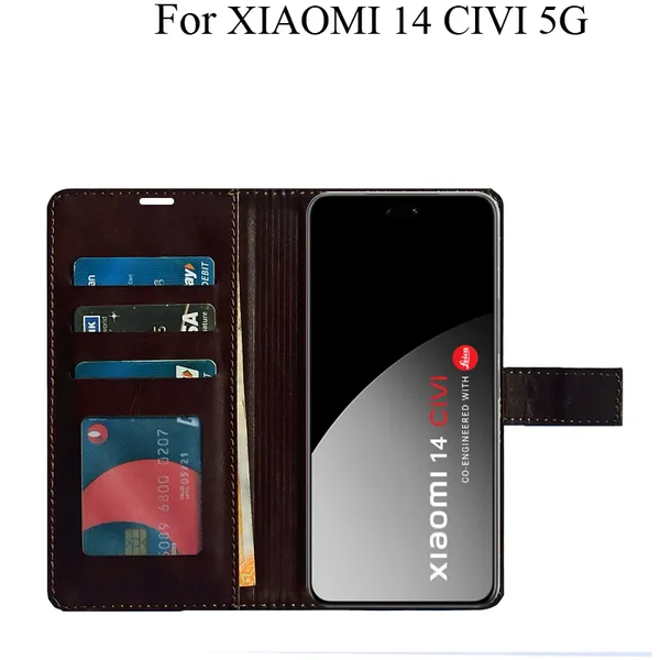 Brown_Premium_Flip_Cover_For_Xiaomi_14_Civi_5G