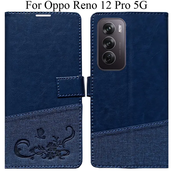 Blue_Premium_Flip_Cover_For_Oppo_Reno_12_Pro_5G