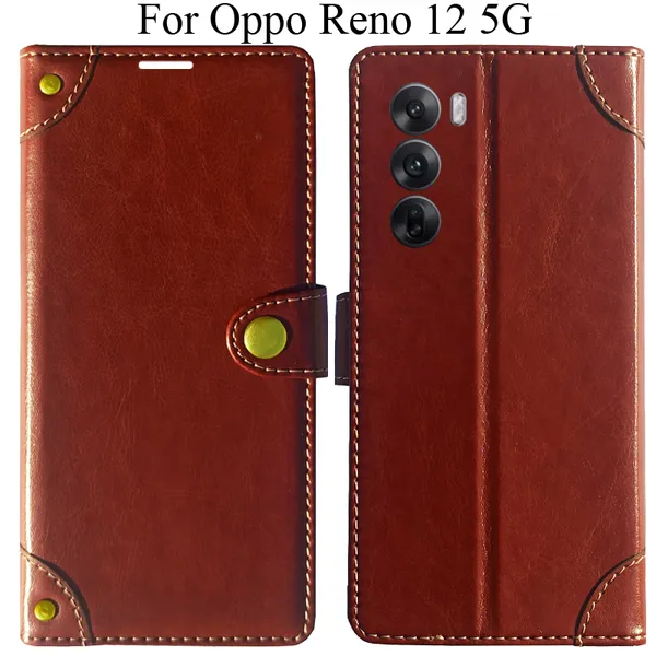 Brown_Premium_Flip_Cover_For_Oppo_Reno_12_5G