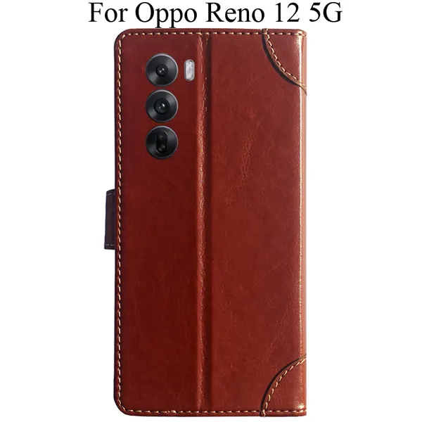 Brown_Premium_Flip_Cover_For_Oppo_Reno_12_5G