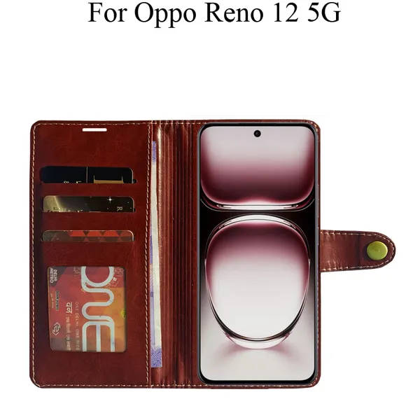 Brown_Premium_Flip_Cover_For_Oppo_Reno_12_5G