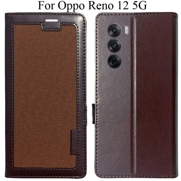 Brown_Premium_Flip_Cover_For_Oppo_Reno_12_5G