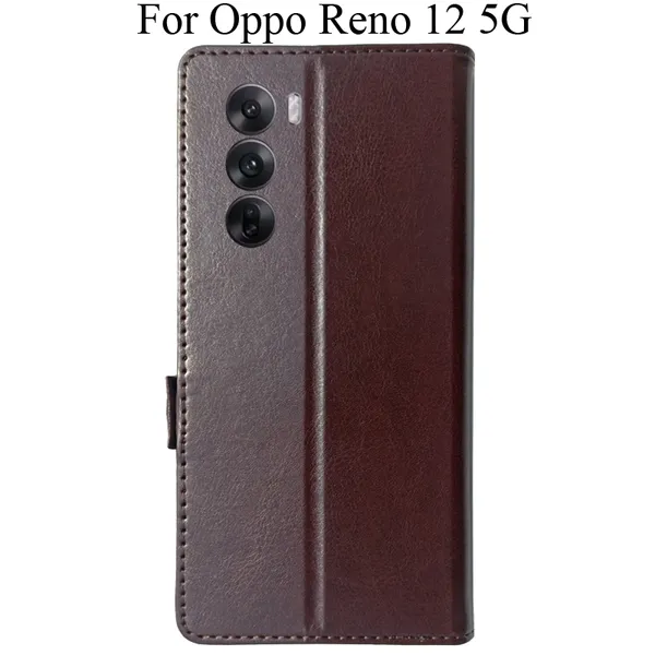 Brown_Premium_Flip_Cover_For_Oppo_Reno_12_5G