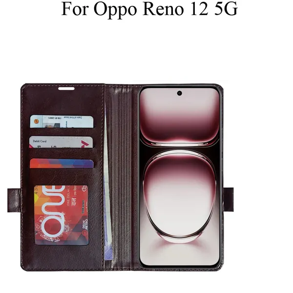 Brown_Premium_Flip_Cover_For_Oppo_Reno_12_5G