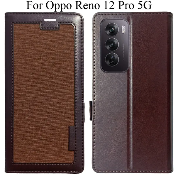 Brown_Premium_Flip_Cover_For_Oppo_Reno_12_Pro_5G