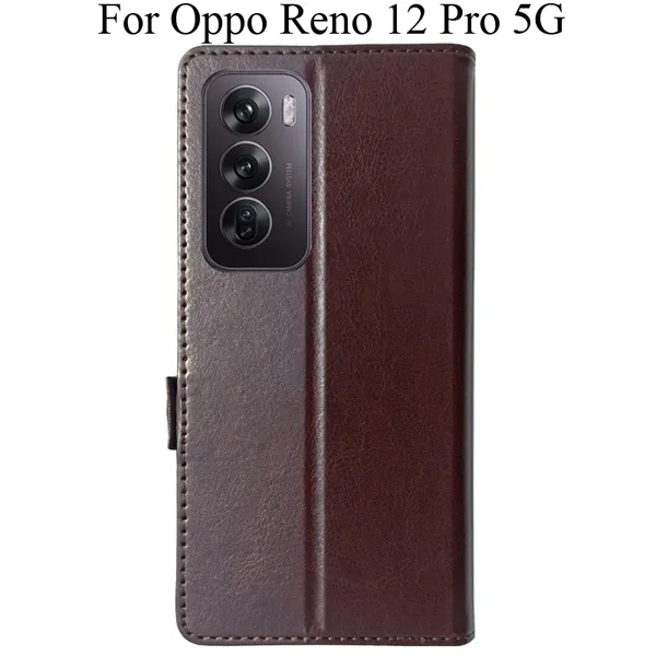 Brown_Premium_Flip_Cover_For_Oppo_Reno_12_Pro_5G