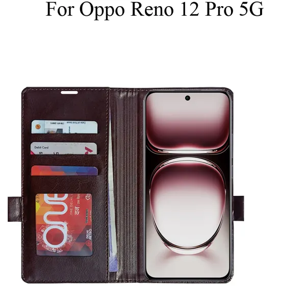 Brown_Premium_Flip_Cover_For_Oppo_Reno_12_Pro_5G