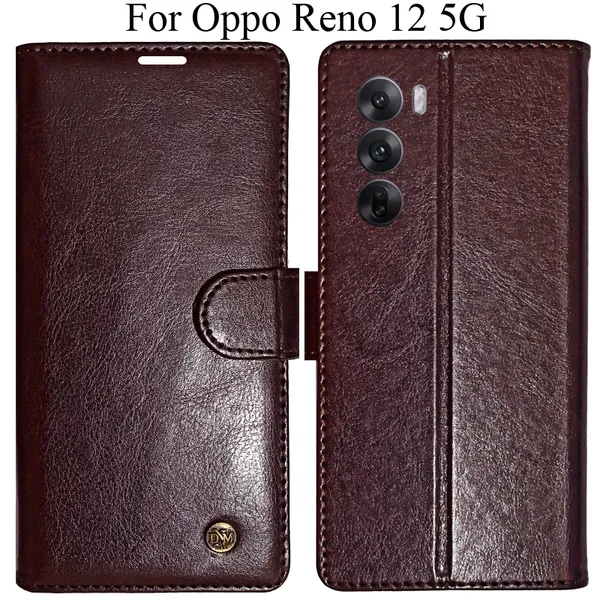 Beige_Premium_Flip_Cover_For_Oppo_Reno_12_5G