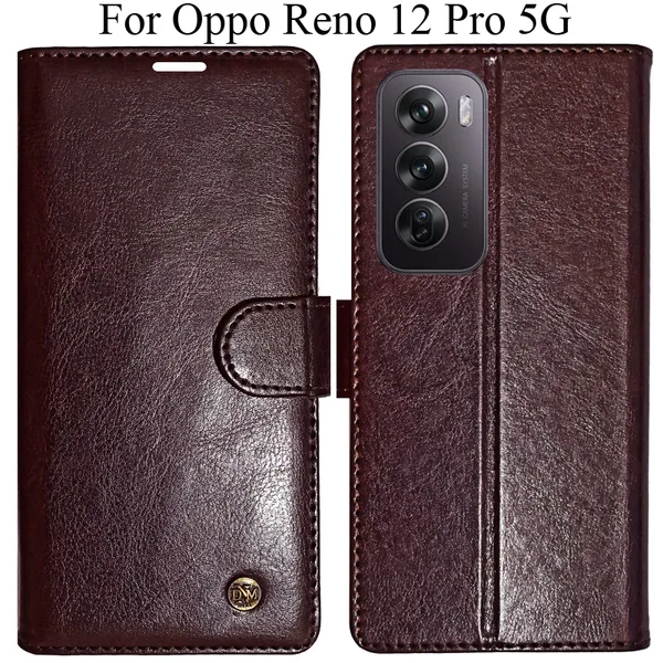 Beige_Premium_Flip_Cover_For_Oppo_Reno_12_Pro_5G