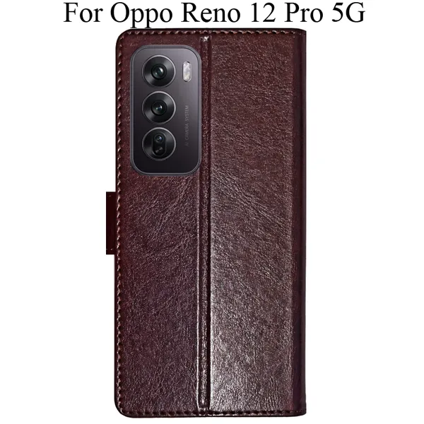 Beige_Premium_Flip_Cover_For_Oppo_Reno_12_Pro_5G