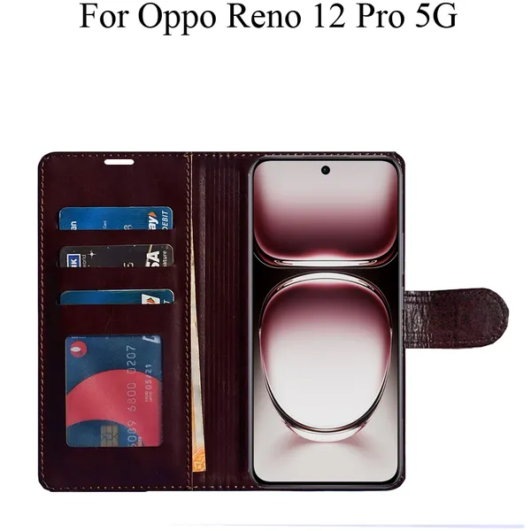 Beige_Premium_Flip_Cover_For_Oppo_Reno_12_Pro_5G