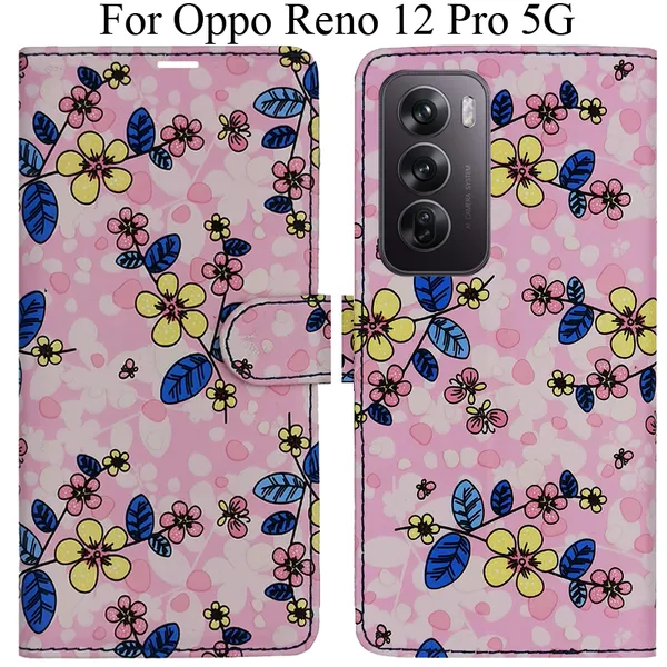 Pink_Premium_Flip_Cover_For_Oppo_Reno_12_Pro_5G