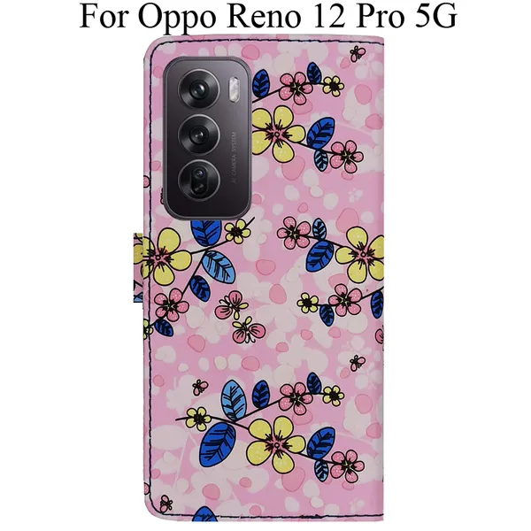 Pink_Premium_Flip_Cover_For_Oppo_Reno_12_Pro_5G