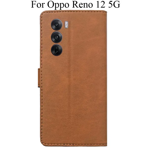 Brown_Premium_Flip_Cover_For_Oppo_Reno_12_5G