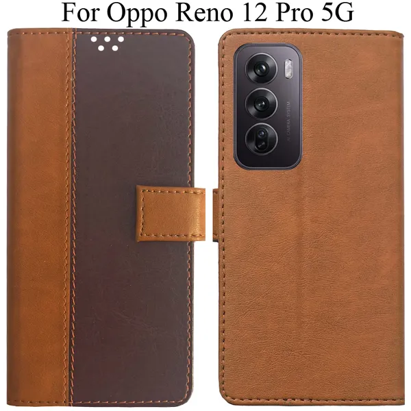 Brown_Premium_Flip_Cover_For_Oppo_Reno_12_Pro_5G