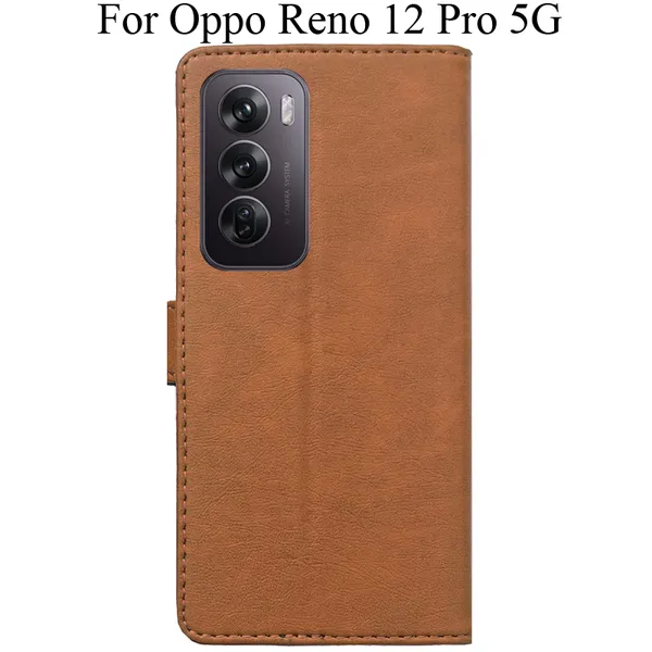 Brown_Premium_Flip_Cover_For_Oppo_Reno_12_Pro_5G