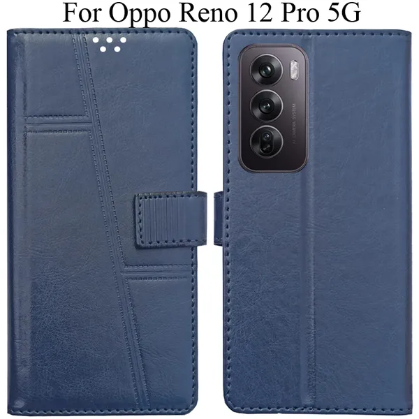 Blue_Premium_Flip_Cover_For_Oppo_Reno_12_Pro_5G