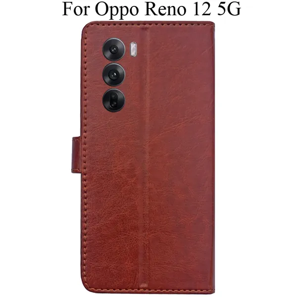 Brown_Premium_Flip_Cover_For_Oppo_Reno_12_5G