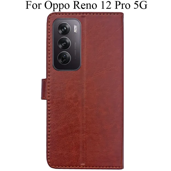 Brown_Premium_Flip_Cover_For_Oppo_Reno_12_Pro_5G