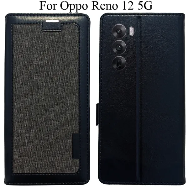 Black_Premium_Flip_Cover_For_Oppo_Reno_12_5G