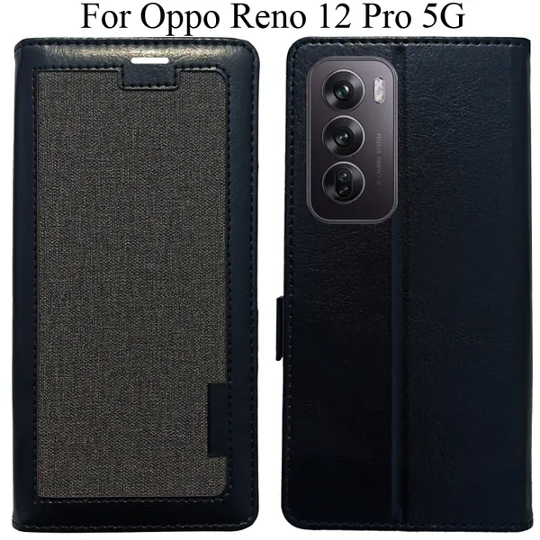 Black_Premium_Flip_Cover_For_Oppo_Reno_12_Pro_5G