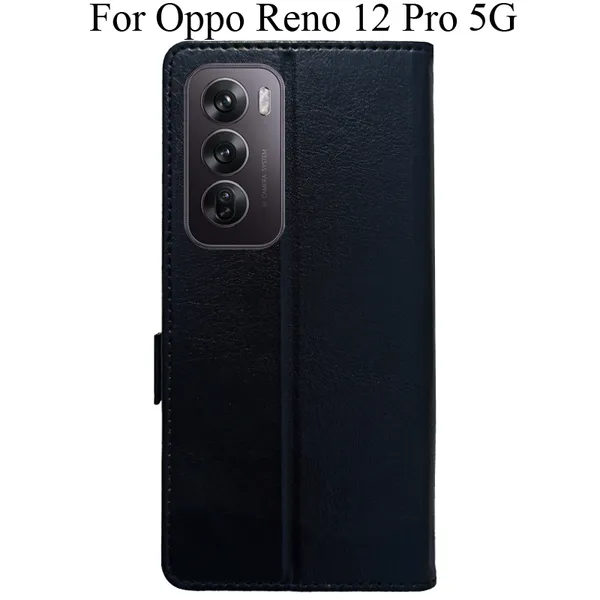 Black_Premium_Flip_Cover_For_Oppo_Reno_12_Pro_5G