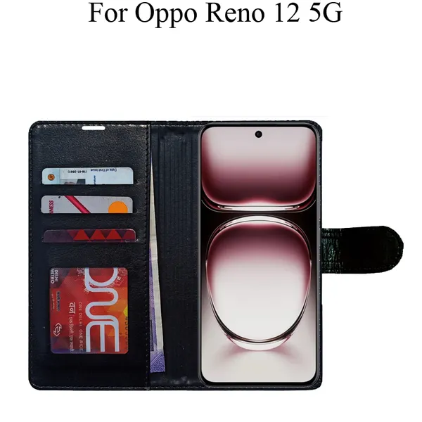 Black_Premium_Flip_Cover_For_Oppo_Reno_12_5G