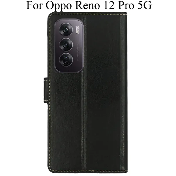 Black_Premium_Flip_Cover_For_Oppo_Reno_12_Pro_5G