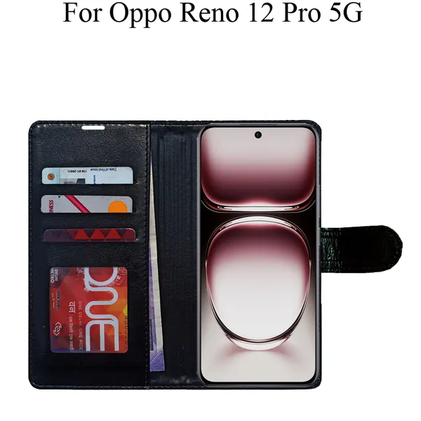 Black_Premium_Flip_Cover_For_Oppo_Reno_12_Pro_5G
