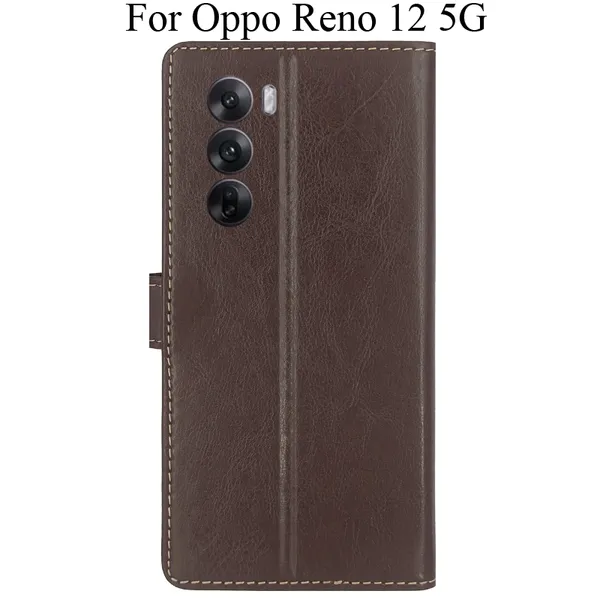 Brown_Premium_Flip_Cover_For_Oppo_Reno_12_5G