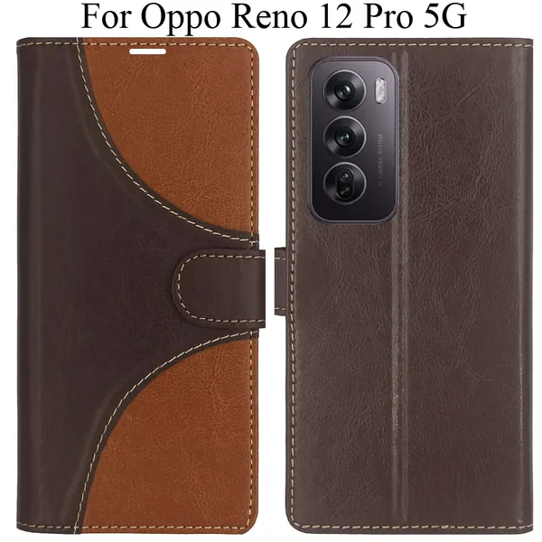 Brown_Premium_Flip_Cover_For_Oppo_Reno_12_Pro_5G