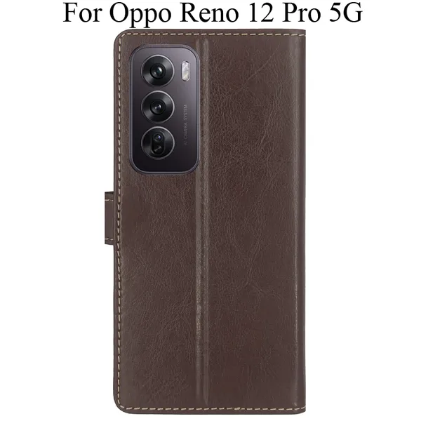 Brown_Premium_Flip_Cover_For_Oppo_Reno_12_Pro_5G