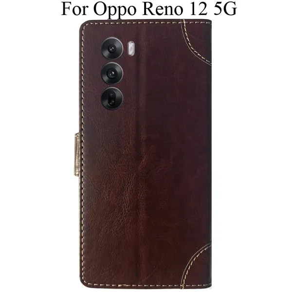 Beige_Premium_Flip_Cover_For_Oppo_Reno_12_5G