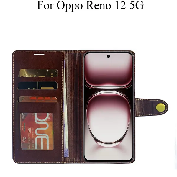 Beige_Premium_Flip_Cover_For_Oppo_Reno_12_5G
