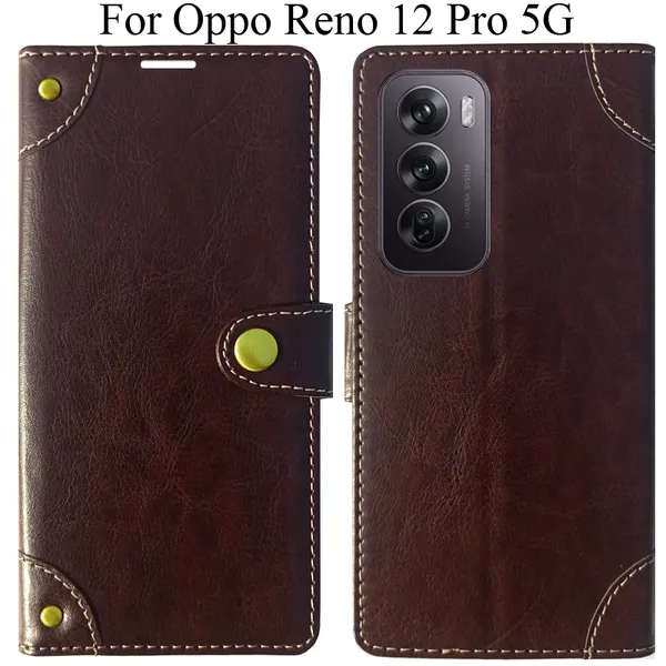 Beige_Premium_Flip_Cover_For_Oppo_Reno_12_Pro_5G