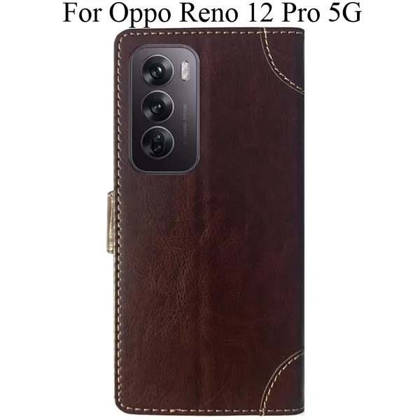 Beige_Premium_Flip_Cover_For_Oppo_Reno_12_Pro_5G